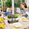 Spring Tabletop Decor – Gypsophila Baby’s Breath Artificial Flowers in Rustic Metal Pots with Wood Tray, Faux Flower Table Centerpiece for Home & Office